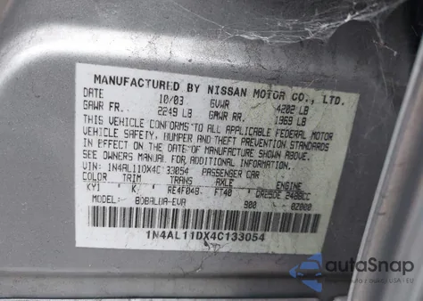 2004 Nissan Altima 2.5 S из США, поврежденный, VIN 1N4AL11DX4C133054